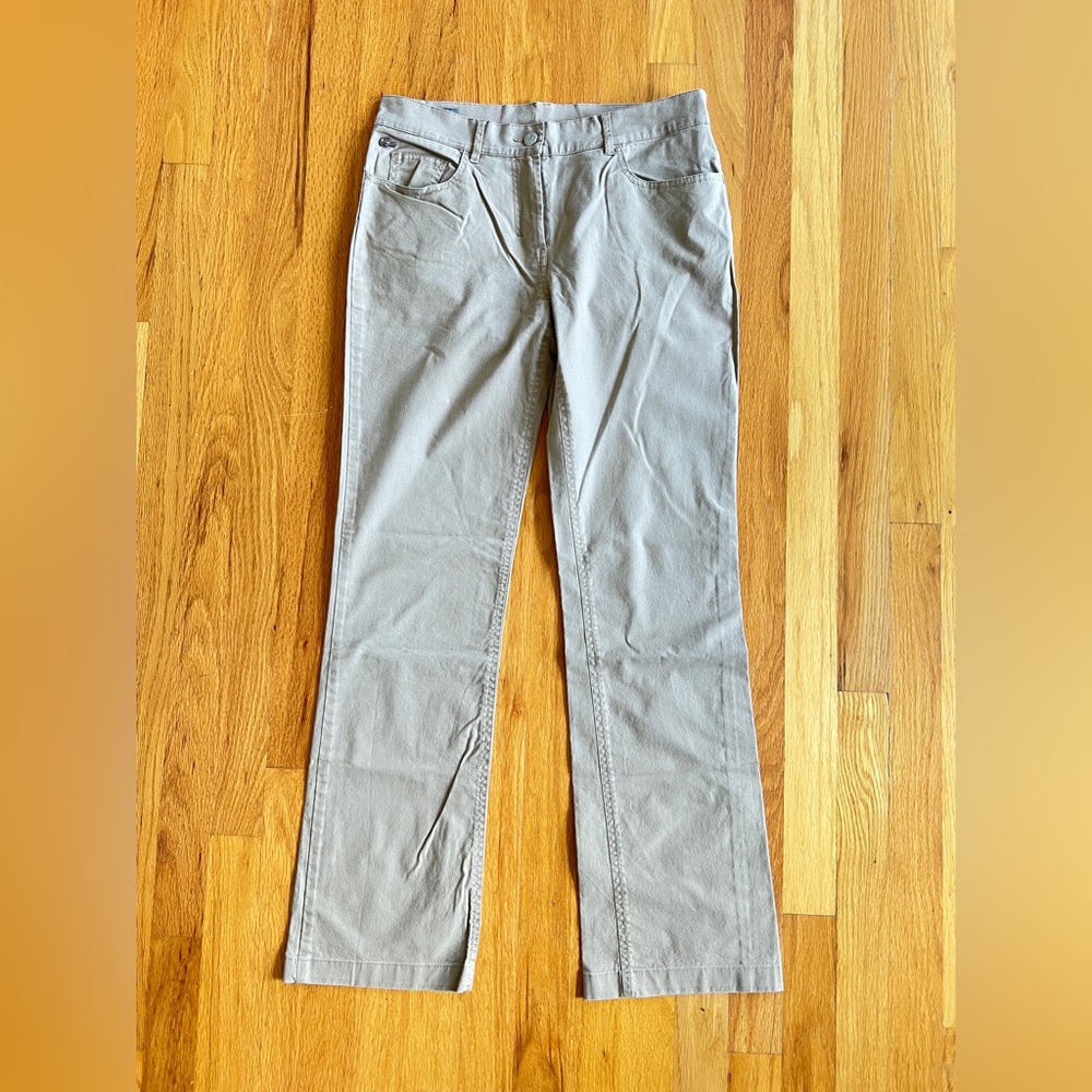 Lacoste Cotton blend Casual Pants Beige Women's Size 38 stretchy medal crocodile